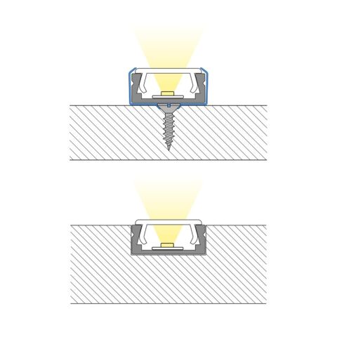 Přisazený hliníkový profil 15x7 mm, matný difuzor 2m * ML-761.002.02.2