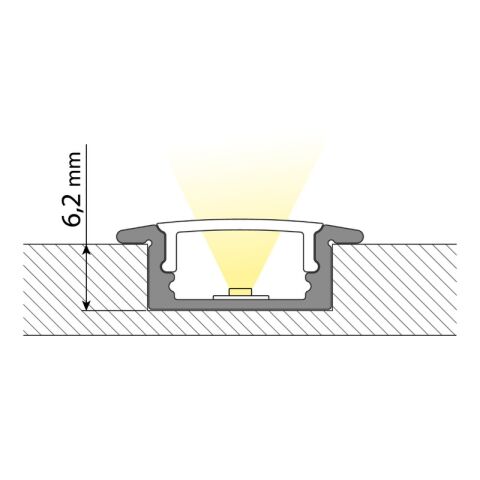 Vestavný hliníkový profil 23x8 mm, mléčný difuzor 1m *ML-761.010.43.1