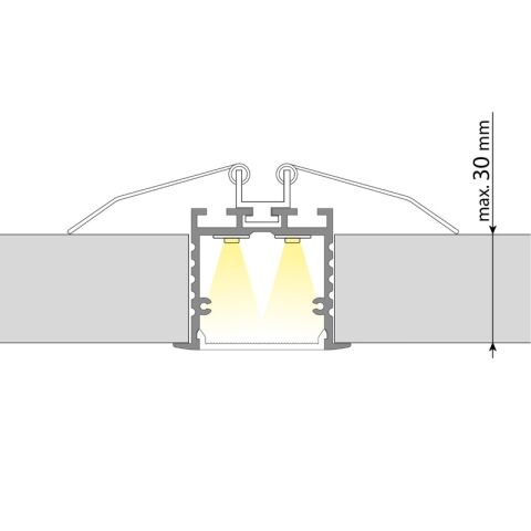 Vestavný hliníkový profil 44x35 mm, matný difuzor 2m *ML-761.031.02.2