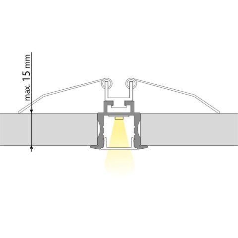 Vestavný hliníkový profil 24x20 mm, matný difuzor 2m *ML-761.036.02.2