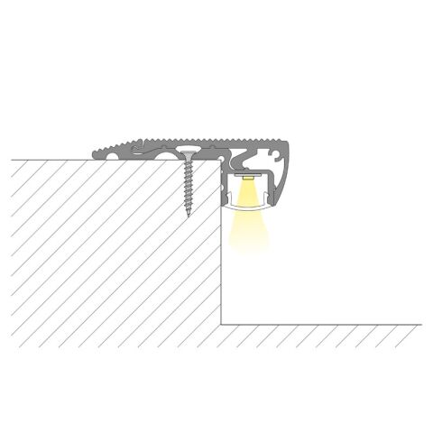 Nášlapný hliníkový profil 59x22 mm, černá barva, mléčný difuzor 2m *ML-761.074.02.2
