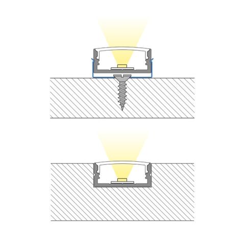 Přisazený hliníkový profil 24x10 mm, mléčný difuzor 1m *ML-761.008.43.1