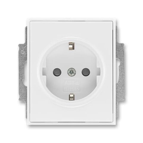 Element® 5518E-A03459 03 zásuvka jednonásobná s ochr. kontakty (podle DIN), s clonkami barva bílá / bílá ABB