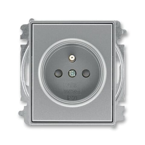 Time®Arbo 6619E-A06357 36 zásuvka jednonásobná s ochranným kolíkem, s clonkami (typ 6619) barva ocelová ABB