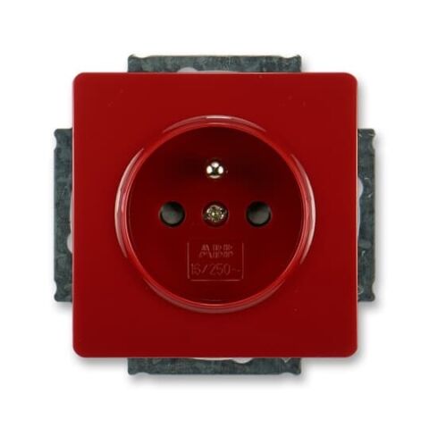 Swing® 5518G-A02359 R1 zásuvka jednonásobná s ochranným kolíkem, s clonkami barva  karmínová (RAL 3003)*ABB