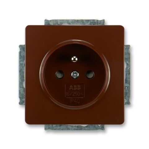 Swing® 5518G-A02359 H1 zásuvka jednonásobná s ochranným kolíkem, s clonkami barva hnědá *ABB
