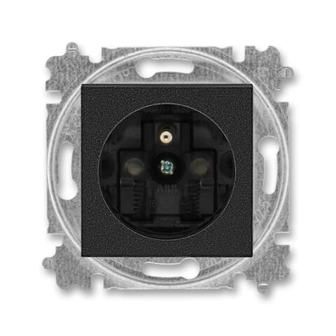 Levit®M 6619H-A06357 63 zásuvka jednonásobná s ochranným kolíkem, s clonkami (typ 6619) barva onyx / kouřová černá ABB