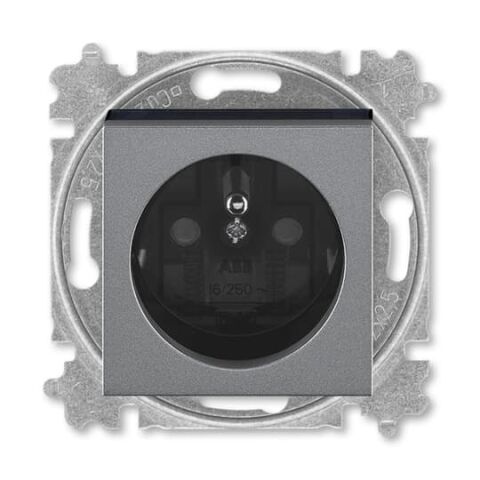 Levit®M 5519H-A02357 69 zásuvka jednonásobná s ochranným kolíkem, s clonkami barva ocelová / kouřová černá ABB