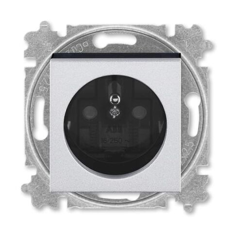 Levit®M 6619H-A06357 70 zásuvka jednonásobná s ochranným kolíkem, s clonkami (typ 6619) barvatitanová / kouřová černá ABB