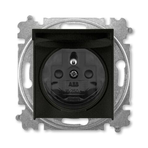 Levit®M 6619H-A06397 63 zásuvka jednonásobná s ochranným kolíkem, s clonkami, s víčkem (typ 6619) barva onyx / kouřová černá ABB