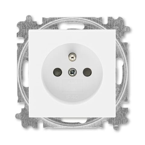 Levit®M 6619H-A06557 03 zásuvka jednonásobná 55×55, s ochranným kolíkem, s clonkami (typ 6619) barva bílá ABB