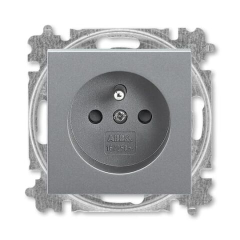 Levit®M 6619H-A06557 69 zásuvka jednonásobná 55×55, s ochranným kolíkem, s clonkami (typ 6619)barva ocelová ABB
