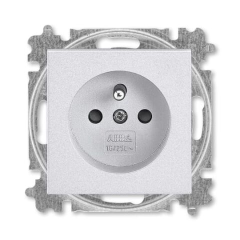 Levit®M 6619H-A06557 70 zásuvka jednonásobná 55×55, s ochranným kolíkem, s clonkami (typ 6619)barva titanová ABB