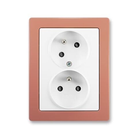 Swing®L 5513J-C02357 B1R3 zásuvka dvojnásobná s ochr. kolíky, s clonkami, s natočenou dutinou barva  jasně bílá / cihlová * ABB