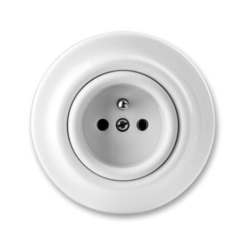 Decento® 6619K-C06347 zásuvka jednonásobná s ochranným kolíkem (typ 6619) barva bílá (porcelán) ABB