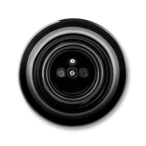 Decento® 6619K-C06357 N zásuvka jednonásobná s ochranným kolíkem, s clonkami (typ 6619) barva černá / černá (porcelán) ABB
