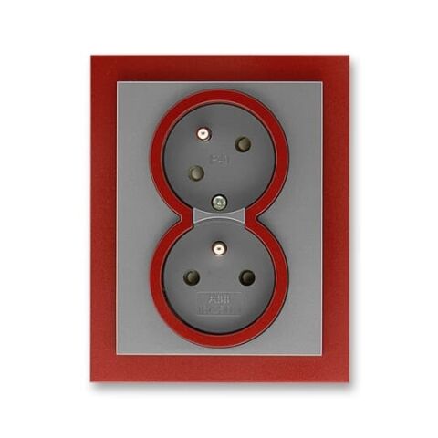 Neo®Tech 5513M-C02357 71 zásuvka dvojnásobná s ochr. kolíky, s clonkami, s natočenou dutinou barva ocelová / teracotta ABB