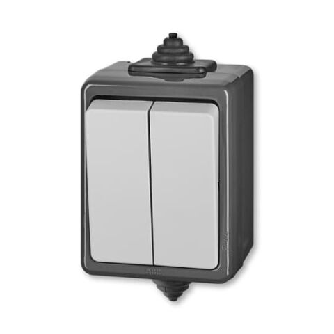 Praktik 3553-52929 S IP44 vypínač dvojitý schodišťový řazení 6+6 šedý ABB