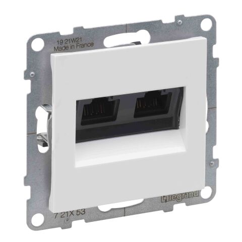 SUNO zásuvka 2-násobná RJ45 CAT.6/UTP datová nestíněnná s beznástrojovým prémiovým modulem LCS3 barva bílá *721153 Legrand