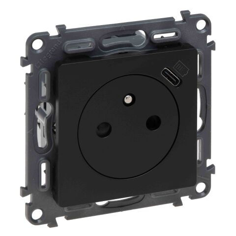 Valena LIFE zásuvka 2P+T/USB-C barva černá *756336 Legrand