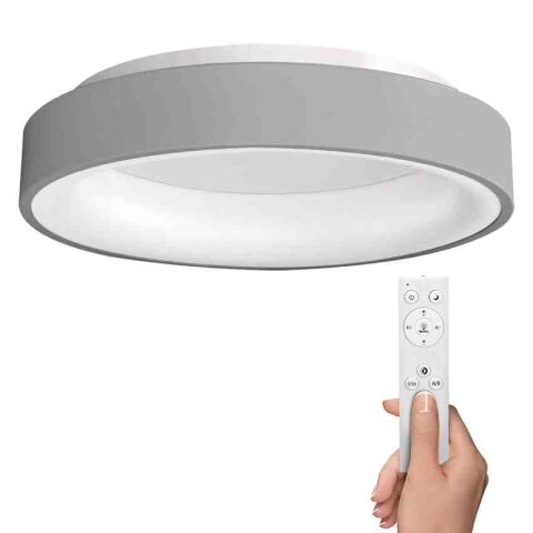 WO768-G LED stropní světlo kulaté Treviso, 48W, 2880lm, stmívatelné, dálk. ovládání, šedá