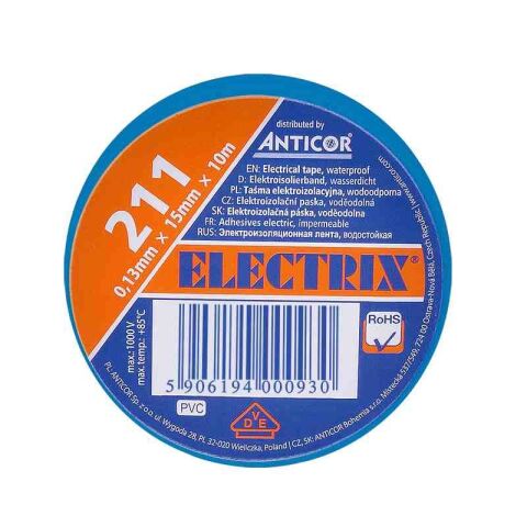 Páska izolační 15mmx10m sv.modrá PVC