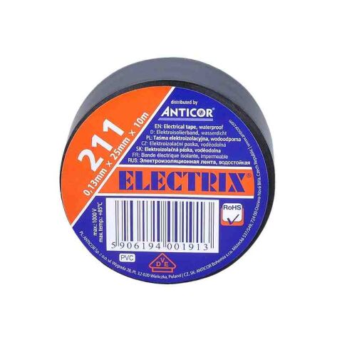 Páska izolační 25mmx10m lepící černá 7.808