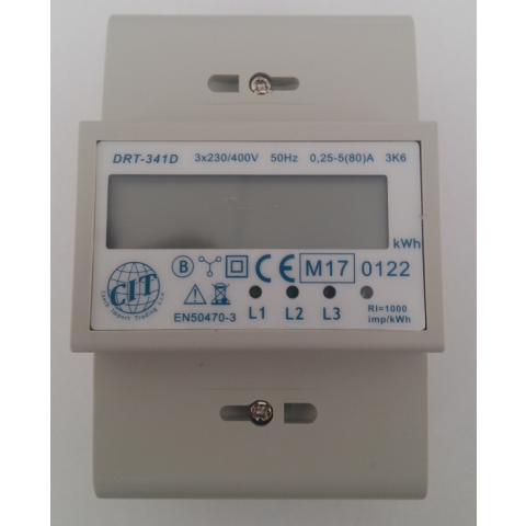 Elektroměr DRT-341D, 3-FÁZ,5-100A, 1-tarifní, LCD, faktur. měřidlo
