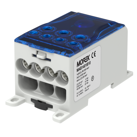 Distribuční blok OJL 400A, vstup 1xAl/Cu240mm?, výstup 4x35/3x50mm? modrý typ MAB1401B10 Morek