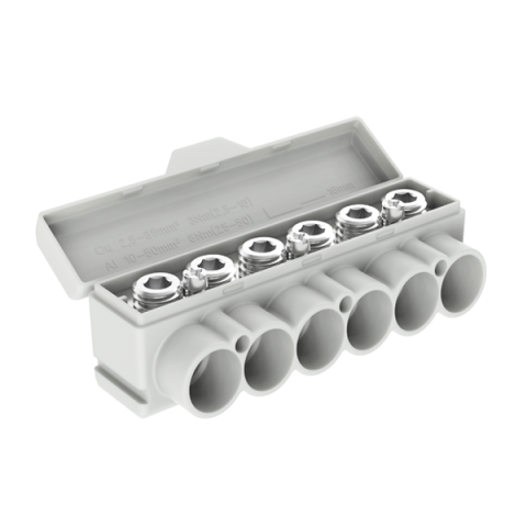 Distribuční svorka SLT 50-6-3 šedá Al 10-50/Cu 2.5-35 + 3x2,5mm2 1000V typ MAS6051A10 Morek