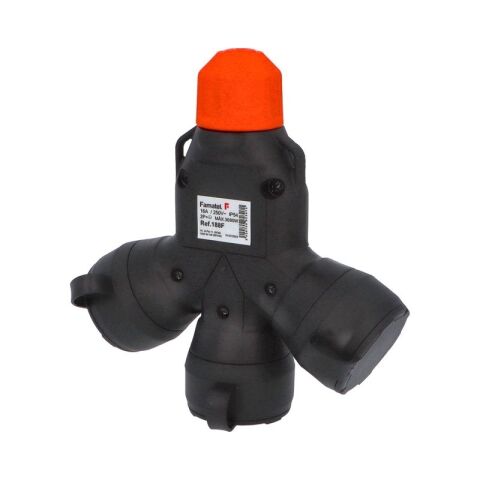 Adaptér trojnásobný 188F IP54/250V/16A - domovní, 3P svorka, černý, robustní - SOLID PRO 188F tojzásuvka