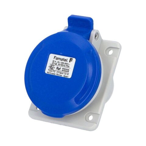 Zásuvka vestavná 23233 IP44/230V/32A/3P 6h, šikmá 10° - SpeedPRO Famatel