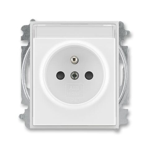 Element® 6619E-A06352 01 zásuvka jednonásobná s ochranným kolíkem, s clonkami, s popisovým polem (typ 6619)barva bílá / ledová bílá ABB