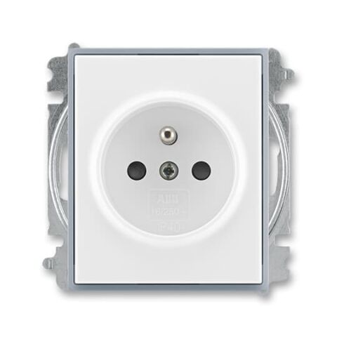 Element® 6619E-A06357 04 zásuvka jednonásobná s ochranným kolíkem, s clonkami (typ 6619)barva bílá / ledová šedá ABB