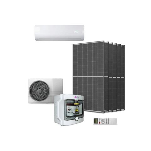 Sada klimatizace GETI GKH12K 3,5kW hybridní, 6x panel 450W, DC rozvaděč