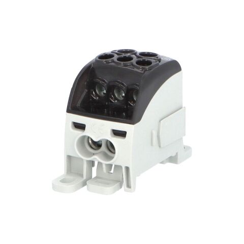 Blok pro rozdělení fází PDB 160, 1pól., 164A, 1000V, černý/průhl. víko, na DIN *1006712 eleman